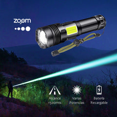 linterna-led-recargable-zoom-potente uso Militar USA