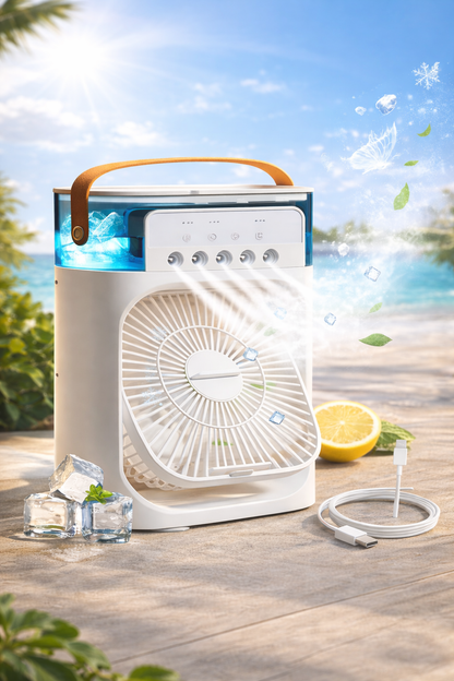 Mini Ventilador Portatil Con Humidificador y Luz