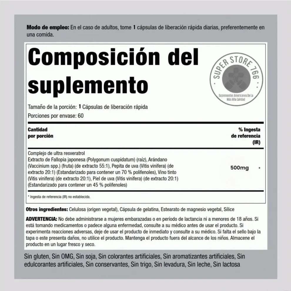 Resveratrol Vital® ORIGINAL – Formula Avanzada + eBook de Regalo